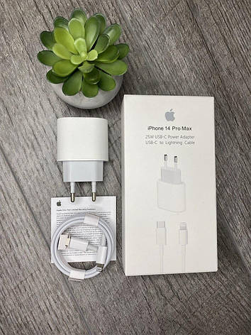 Швидка зарядка для iPhone 14 Pro Max 25W USB-C + Кабель Type-C на Lightning, фото 1