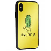 Чохол накладка Glass with TPU Case для iPhone X/Xs 5.8" Cactus