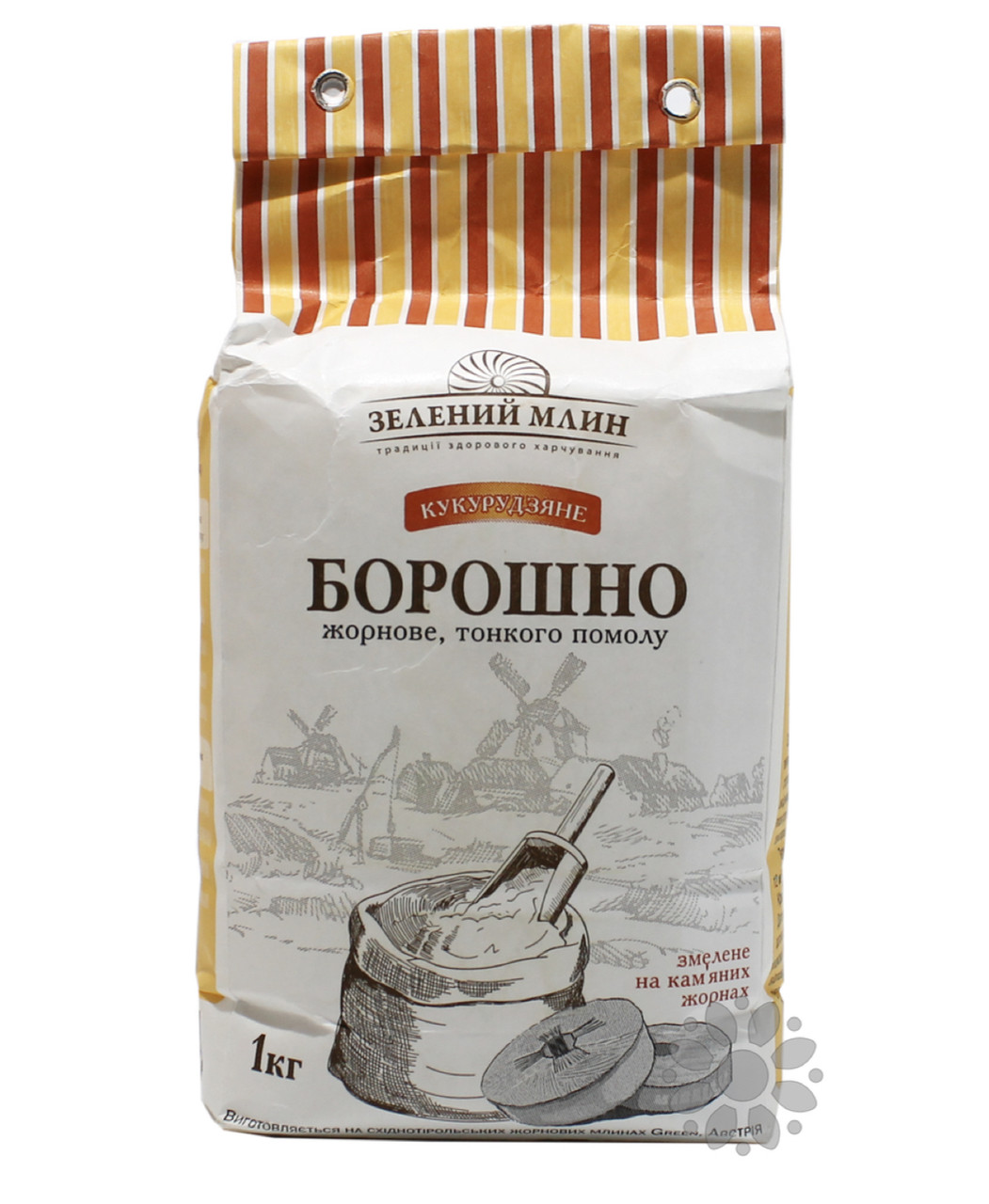 Борошно кукурудзяне жорновий тонкого помелу "Зелений Млин", 1 кг