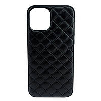 Чехол накладка Quilted Leather Case Full Camera для iPhone 12 Pro Max Black