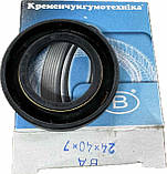 Сальник КПП Заз 1102,1103 Таврія Славута первинного валу (24х40х7) КРТ (104) прогумований чорний, фото 6