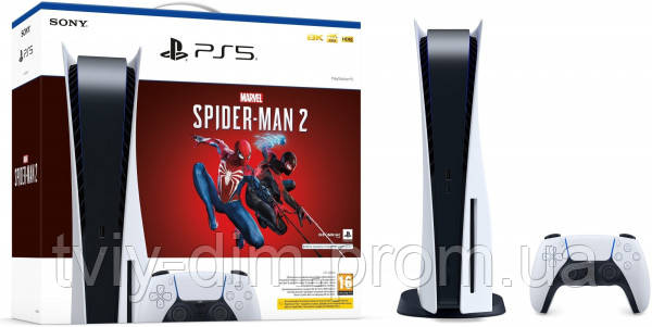 Ігрова приставка Sony PlayStation 5, White, з Blu-ray приводом + Marvel's Spider-Man 2 (код активації PS
