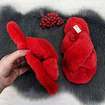 Капці жіночі хутряні червоні штучне хутро Fangre 4356, фото 3