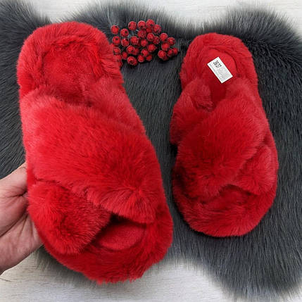 Капці жіночі хутряні червоні штучне хутро Fangre 4356, фото 1
