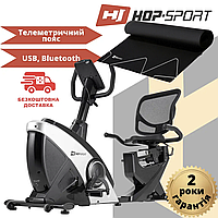 Велотренажер для реабілітації Горизонтальний велотренажер електромагнітний + мат Hop-Sport HS-070L Helix сріблястий iConsole+, до