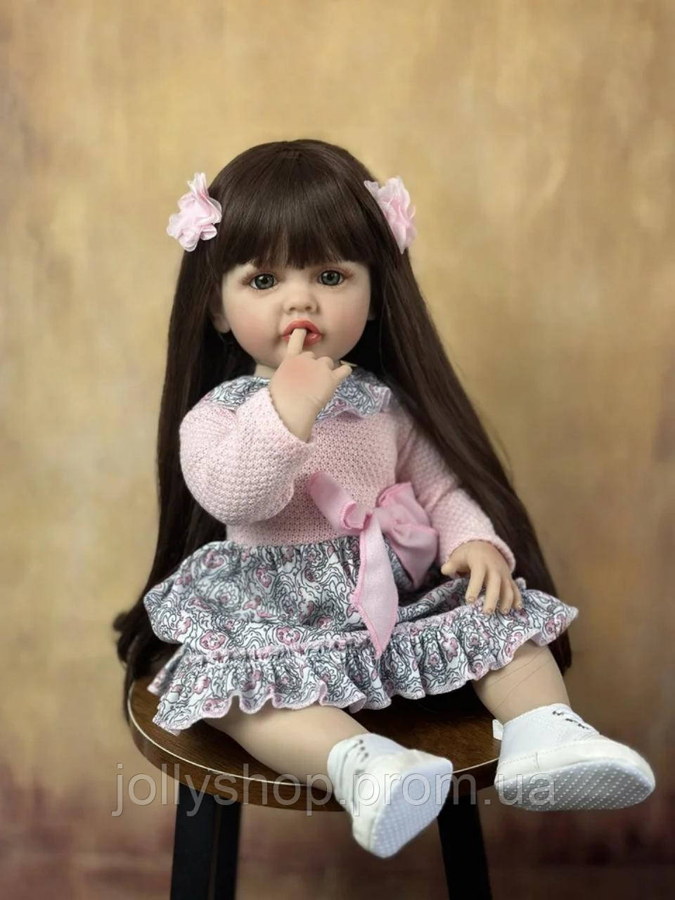 Reborn Dolls Оригінал. Вінілова лялька Реборн дівчинка з довгим волоссям (зріст 50см)