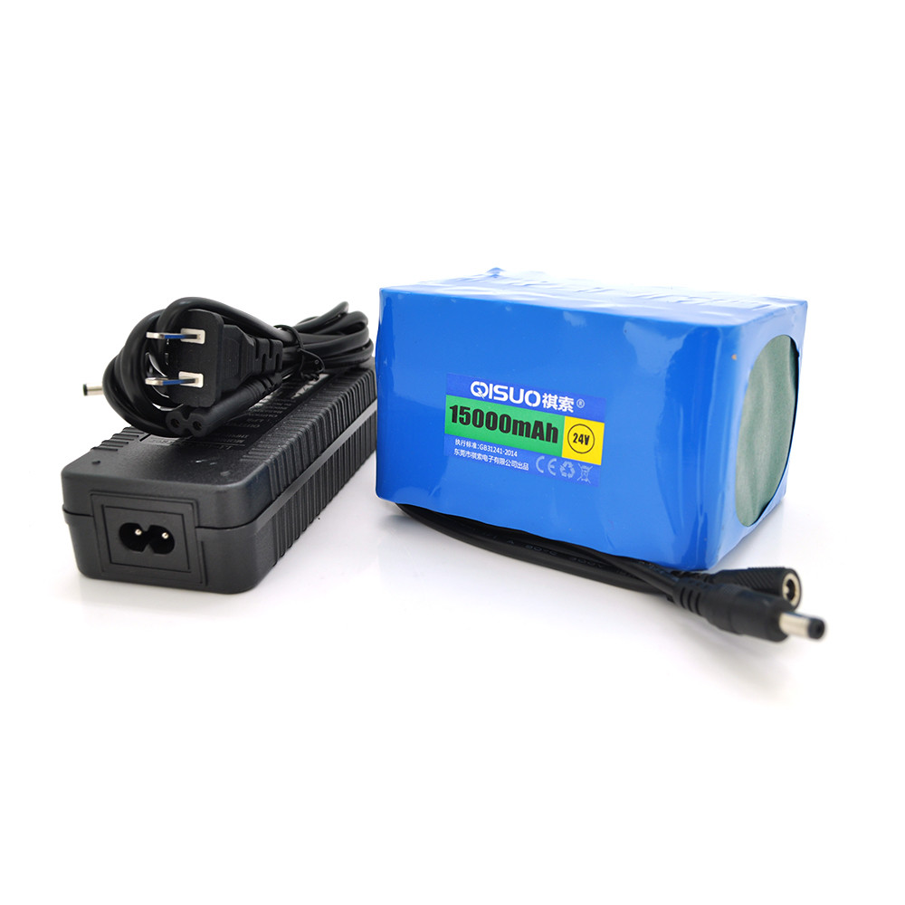 Акумуляторна батарея літієва QiSuo 24V 15A з елементами Li-ion 18650 + зарядний пристрій  25.2V3A, DC5.5x2.1,