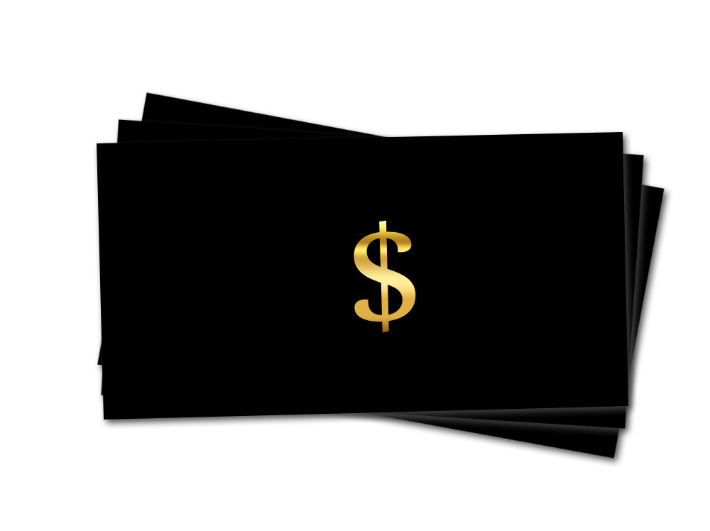 Конверт для грошей гуртом "Знак долара" (тиснення золотою фольгою на чорному)