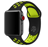 Ремінець для iWatch 38mm/40mm/41mm Nike Design Black- Light Green