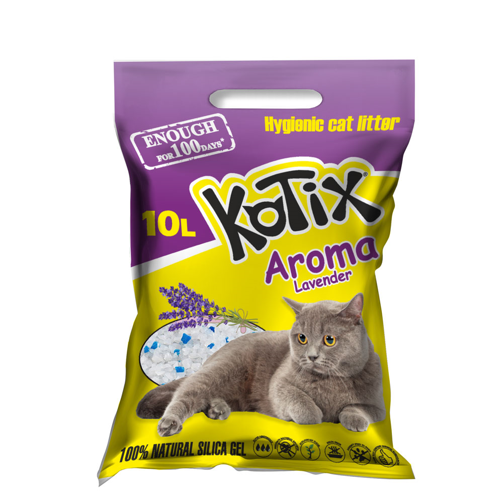 Наповнювач Котікс силікагелевий для котячого туалету Kotix Aroma Лаванда, 10 л (4,5 кг)