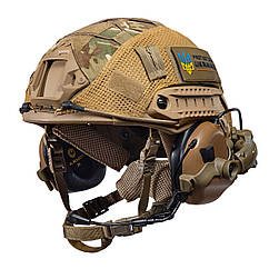 Шолом тактичний Fast TEAM WENDY Helmet NIJ IIIA + Навушники Earmor M32 MOD3 з чебурашкою + кавер