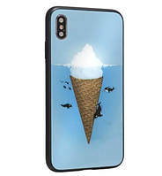 Чехол накладка Glass Design для iPhone X/iPhone Xs Ice Cream