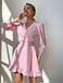 Молодіжне стильне коротке плаття на запах, рожеве, фото 2