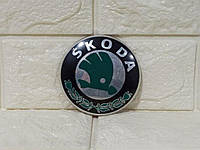 Эмблема значок логотип D=80mm SKODA ШКОДА зеленый 5JD858621A