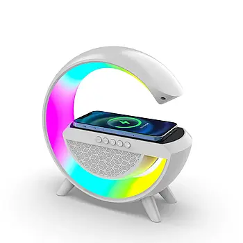 Бездротова розумна Bluetooth колонка з нічником та зарядкою телефону W47 Зарядна станція з динаміком