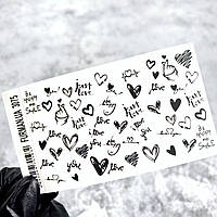 Слайдер-дизайн, водные наклейки для ногтей ко Дню влюбленных - 3075