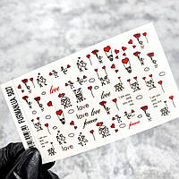 Слайдер-дизайн, водные наклейки для ногтей ко Дню влюбленных - 5827