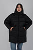 Жіноча батальна подовжена куртка чорного кольору єврозима, осінь-зима, р 56-68, фото 3