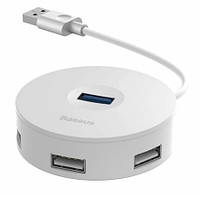 USB HUB Baseus Airjoy Round Box USB3.0 to 1USB3.0 + 2USB 2.0 + 1MicroUSB 10cm White Cahub-F02