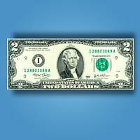 3 шт Деньги сувенирные 2 доллара - (пачка 80 шт) Код/Артикул 84 USD-2