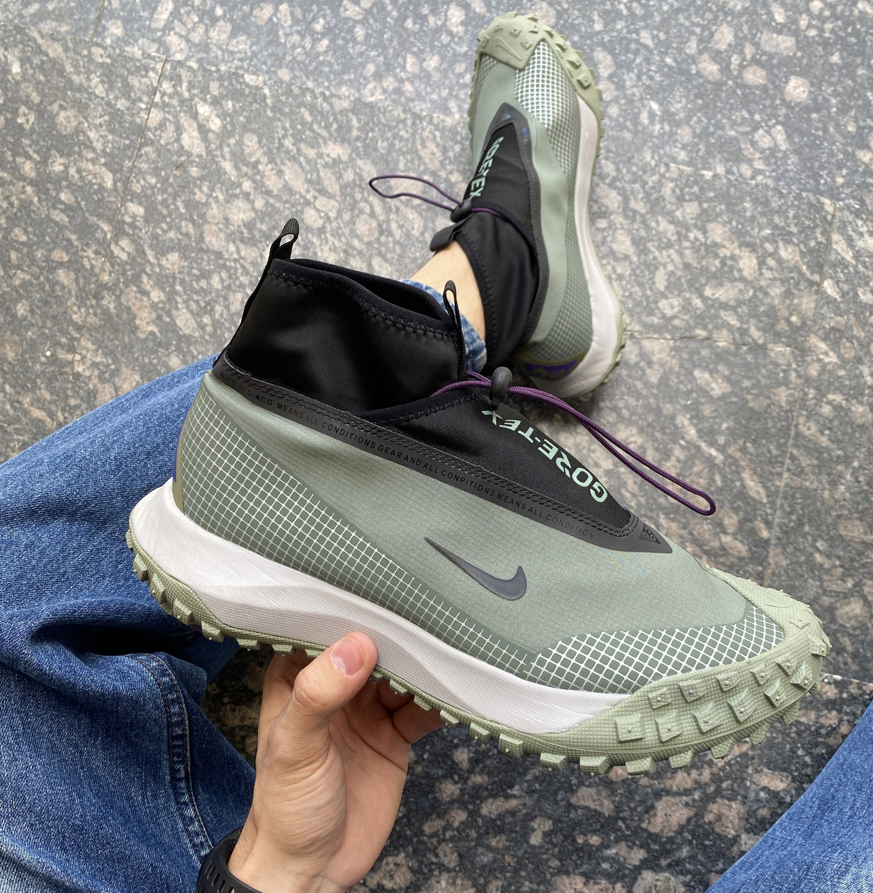 Зимові кросівки Nike ACG Mountain Fly Low "Green" теплі осінь-зима високі зелені. Фото наживо, фото 1