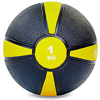 М'яч медичний медбол Zelart Medicine Ball FI-5122-1 1кг чорний-жовтий