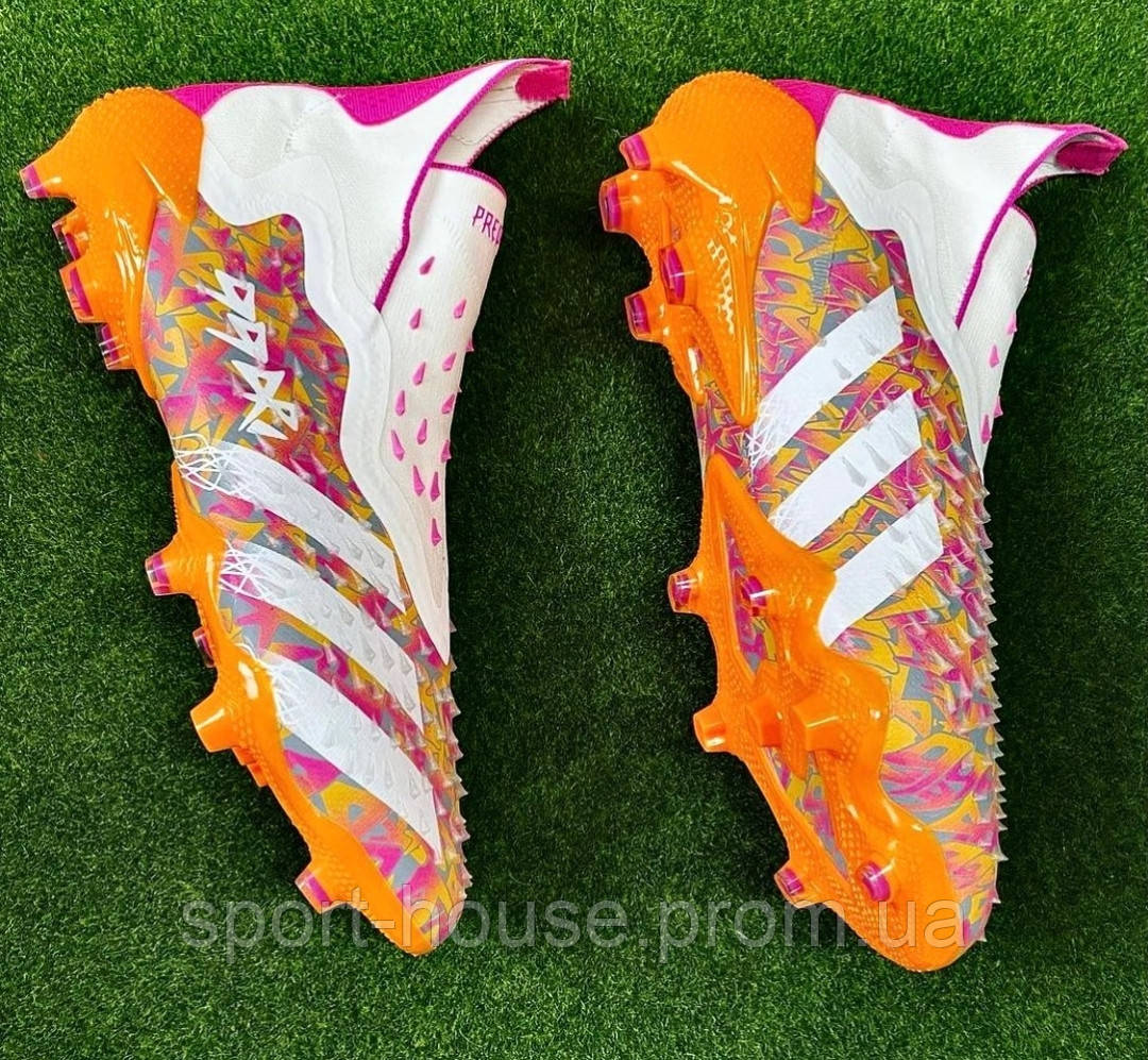 Бутсы Adidas Predator Freak + FG Адидас Предатор Фрик оранжевые ...