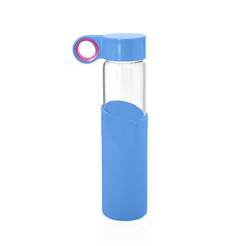 Пляшка з кільцем скляна синього кольору Код/Артикул 84 AR-06.5