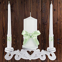 Набор свадебных свечей "Семейный очаг" мятный цвет украшения (арт. CAND-20) Код/Артикул 84 CAND-20