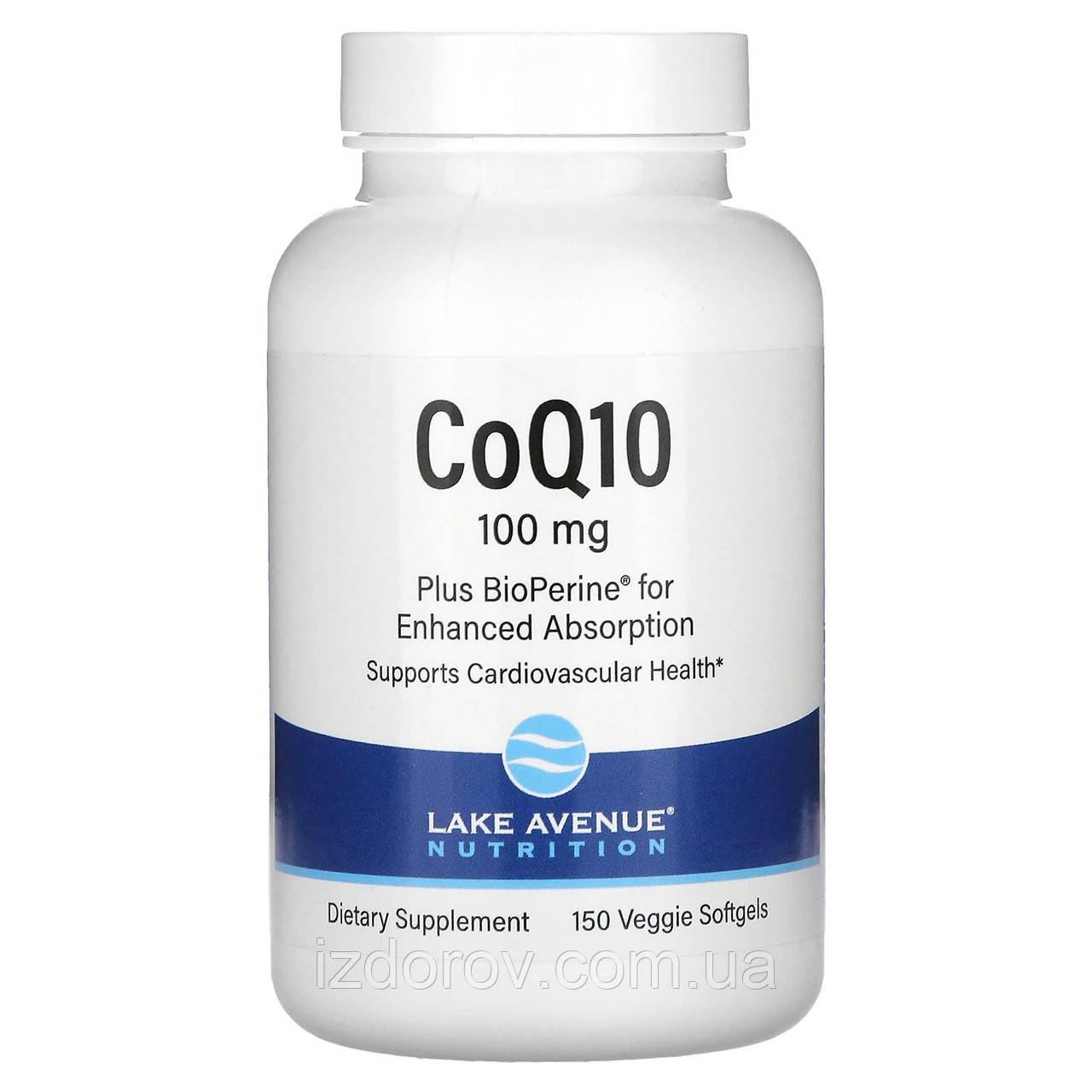 Коензим Q10 100 мг Lake Avenue Nutrition з BioPerine екстракт чорного перцю 150 капсул