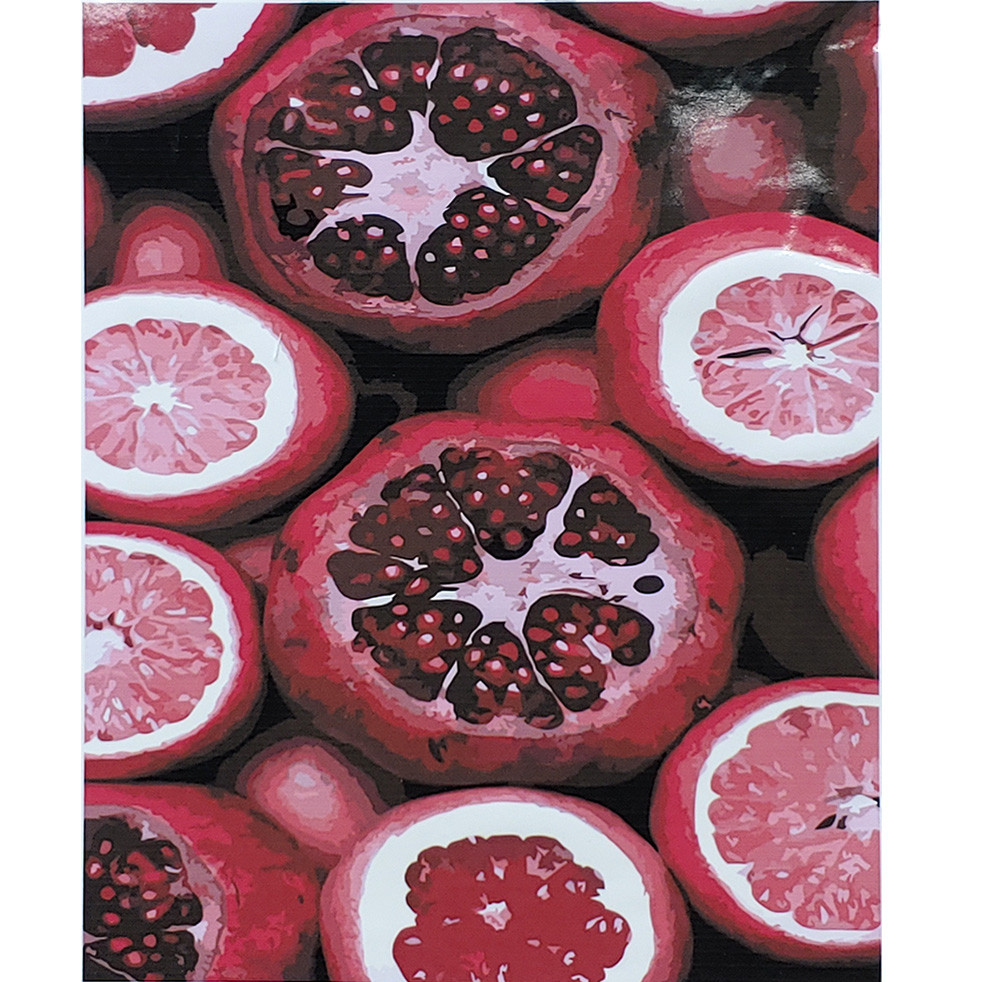 Картина за номерами "Гранат та грейпфрут" з лаком та рівнем, в термопакеті 40х50см, ТМ Стратег, Україна