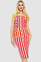 Женское платье в полоску сезон лето-демисезон цвет красно-желтый размер L FG_01385