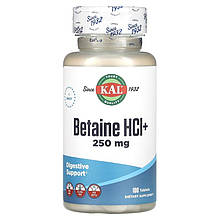 Бетаїн гідрохлорид KAL "Betaine HCI+" 250 мг (100 таблеток)