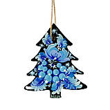 Новорічний декор ялинкових іграшок з дерева ручної роботи Петриківський розпис набір №2 (4 шт) ПОДАРУНКОВИЙ, фото 4