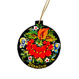 Новорічний декор ялинкових іграшок з дерева ручної роботи Петриківський розпис набір №2 (4 шт) ПОДАРУНКОВИЙ, фото 6