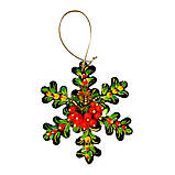 Новорічний декор ялинкових іграшок з дерева ручної роботи Петриківський розпис набір №2 (4 шт) ПОДАРУНКОВИЙ, фото 7