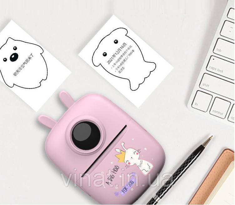 Портативний міні принтер Bluetooth для смартфона Mini Printer D7 Рожевий, фото 1
