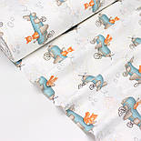 Ранфорс шириною 240 см "Лисички на літаках" на білому № К-46-1, фото 2