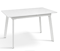 Стол обеденный Этна 1200(+400)*750 см дуб белый прямоугольный,ножки металл белый