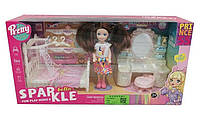 Игровой набор кукла с мебелью " Спальня" (кукла, мебель, аксессуары, высота куклы 13 см, в коробке) 7020