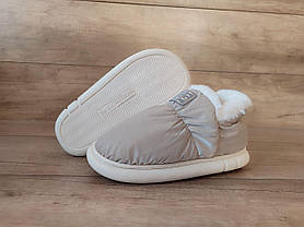БЕЖЕВЫЕ Дутики с Опушкой BEIGE с лейбл UGG (SILVER label) на высокой гибкой подошве женские, фото 5