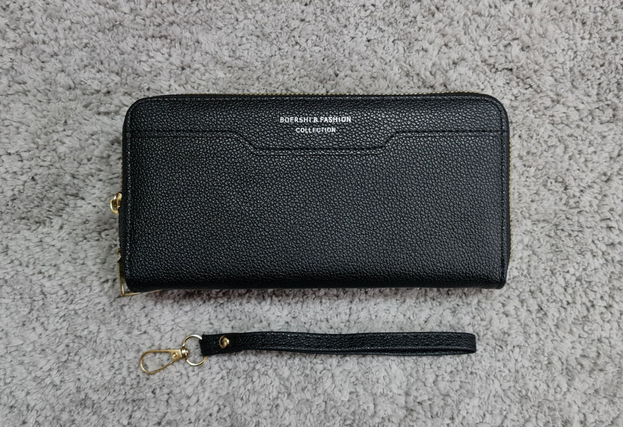 Гаманець клатч класичний жіночий з петлею на руку чорний, фото 1