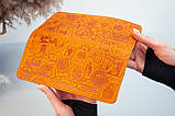 Помаранчевий шкіряний гаманець довгий з тисненням Марки | рудий гаманець, жіночий гаманець ручної роботи, фото 4