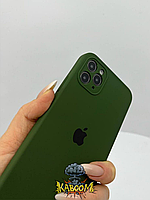 Чохол з квадратними бортами на Айфон 11 Про Макс Зелений , Silicone Case для iPhone 11 Pro Max Dark Green