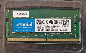 Пам'ять для ноутбуків Crucial 8 GB SO-DIMM DDR4 3200 MHz (CT8G4SFS832A)