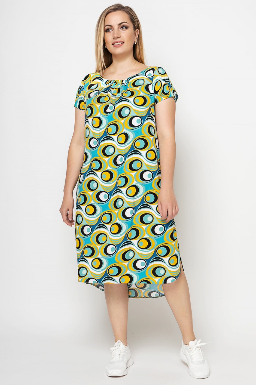 Жіноче плаття батал великі розміри 50-58 зі штапелю повсякденне з кишенями