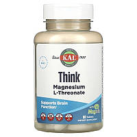 Магний L-треонат KAL "Think Magnesium L-Threonate" для улучшения работы мозга, 2000 мг (60 таблеток)
