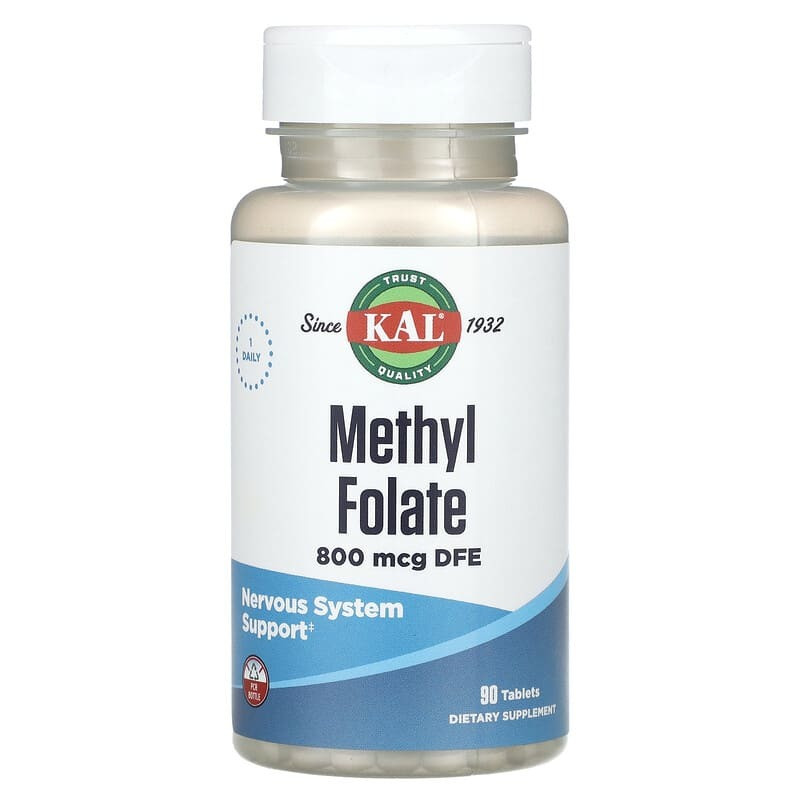 Метилфолат KAL "Methyl Folate" 800 мкг DFE (90 таблеток), фото 1