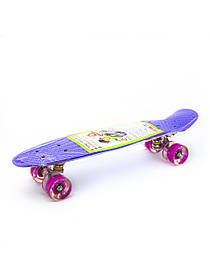 Скейт Пенніборд фіолетовий 56*15*12см, зібраний, LED-ПУколеса, алюм. підвіс, підшип. АВСЕ7), ТМ MAXIMUS,