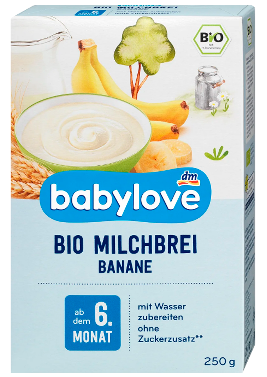 Дитяча бананова молочна каша з 6 місяців Babylove, 250 г